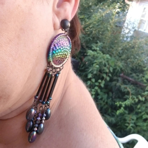 Vintage oxidized metal.earrings‎ - Picture 3 of 6